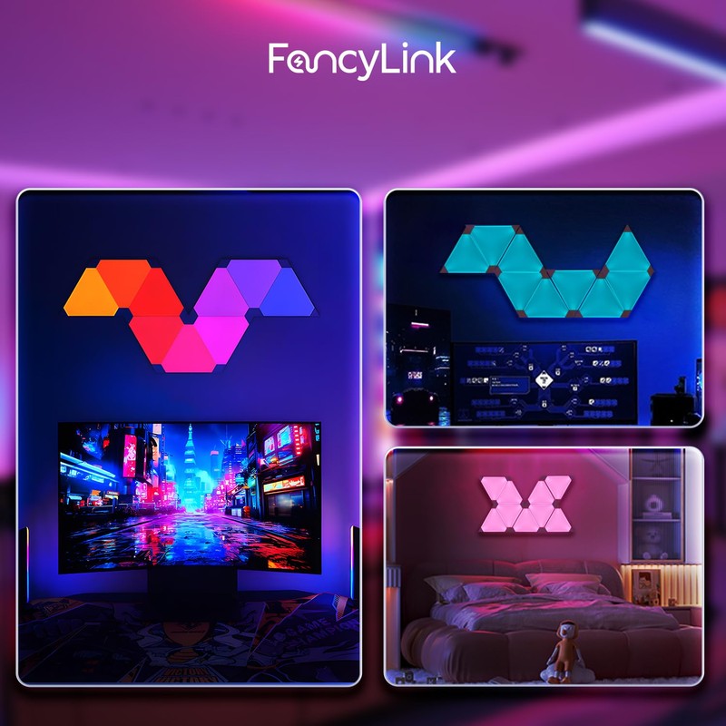 Fancylink Triangle Light Panels,LED Wall Lights for Gaming and Smart
