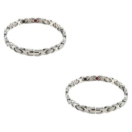 FOMIYES 2pcs Bracelet for Men Magnetic Therapy Titanium Steel Wristband Fashion Jewelry for Men