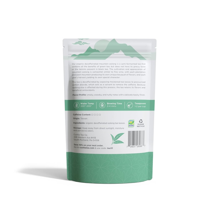 Decaffeinated Oolong Tea Loose Leaf, Hot or Cold Brew, Smoky,