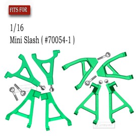 Rcarmumb Front Rear Upper Lower Arms Upgrades Part for 1/16 Traxxas Mini Slash 70054-1,8PCS Alloy Front Rear Upper Lower Suspension Arms Hops Up,(Left & Right),Green