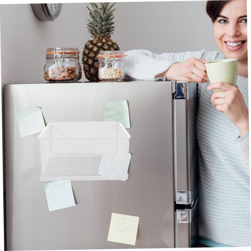 TEHAUX Magnetic Fridge Side Organizer Compact Mesh Basket for Garlic