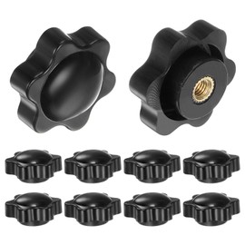 QUARKZMAN Star Handles M4 Internal Thread 25 mm Head Plastic Non-Continuous Hole Brass Screw Handles Thread Screws Black Pack of 10
