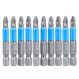 Yakamoz 10Pcs Phillips Bits #2 Magnetic Screwdriver Bit Set 1/4" Hex Shank Cross Head Ph2 Screwdriving Bits for Impact Driver, 2-Inch