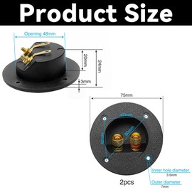 HAFRILY 75mm DIY Round 2-Way Speaker Box Terminal Binding Post All-copper Terminal Post For Speaker Connectors Subwoofer Connector Stage Cables Spring Cups