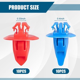 leediga 10 PCS Car Bumper Through Nails, 0.4" + 0.33" Door Panel Fender Lining Expansion Screw Clips, Multi-Purpose Body Fixing Fastening Accessories, Compatible with Most Models (Red & Blue)