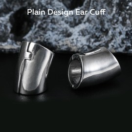 LADEMAYH 2Pcs Chic 0g Ear Cuff Tunnels for Ears Gauges Body Jewelry, Plain Silver Ear Hangers Dangle Gauge Earrings, Lightweight Hypoallergenic Stainless Steel Ear Tunnels Stretcher Expander, 08mm=0g,