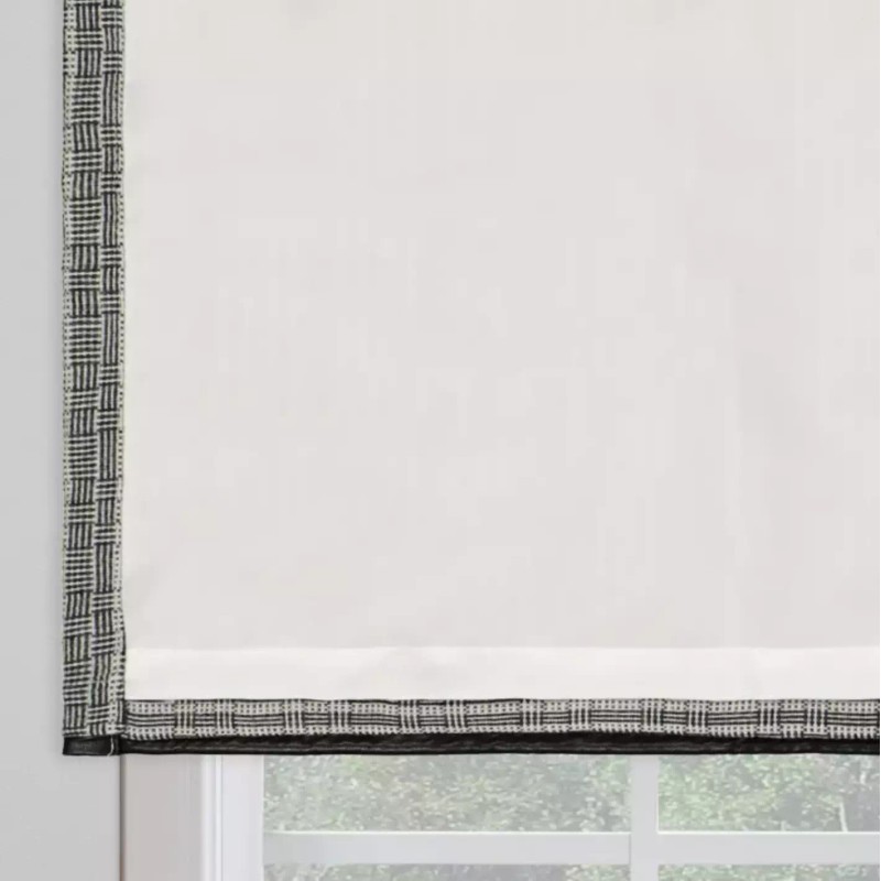 Bee and Willow Woven Basketweave Charcoal Rod Pocket Lined Curtain