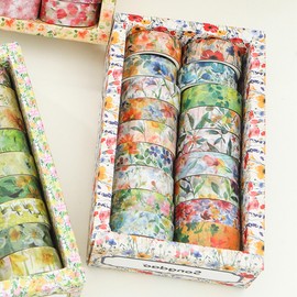 Songdao 18 Rolls Blossom Washi Tape Set Floral Arts Adhesive Tapes Flowers Garden Decorative Masking Tape Set for Craft, Kids, Scrapbook, DIY, Gift Wrapping (Pastel Charm)