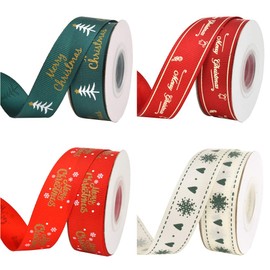 4 Rolls 40 Metre Ribbons Christmas Ribbons Gift Ribbon Christmas Gifts Gift Ribbon Tree Ribbon for Christmas Gifts Packaging, DIY Christmas Crafts (4 Styles)