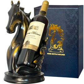 YINGAVERSAI Wine Bottle Holder Wine Racks Tabletop Horse Statue as Home Kitchen Wine Cellar Decorative Storage Organizer, Horse Sculpture Horse Decor Horse Gifts for Girls Men Women (Black)