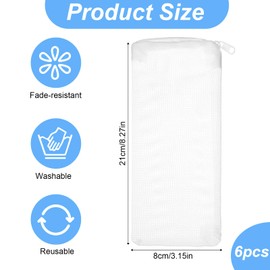 Nogeqi 6 Packs Fine Mesh Bag Aquarium Mesh Bag Aquarium Filter Media Bags with Plastic Zipper, 8" x 3" Filter Bags for Fish Tank Pond Fine Resins Activated Carbon