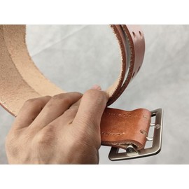 yanmengma Reproductions WW2 GERMAN OFFICER DOUBLE CLAW BROWN LEATHER BELT length: 47"