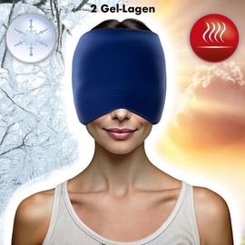 newgen medicals Eye Mask Warm: 360° Migraine Mask for Cooling and Warming, 2 Layers of Gel, Blue (Heat Masks, Gel Heat Hats, Cool)
