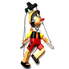 Wooden Pinocchio with Rope 25 cm Handmade in Indonesia
