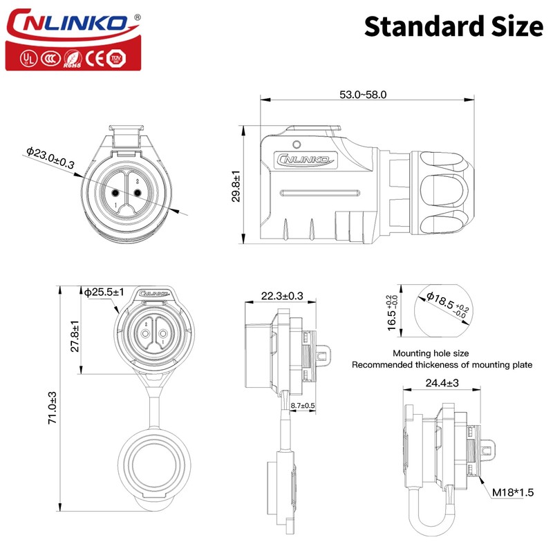 CNLINKO LP-16 Industrial Waterproof Connector IP68 Circular Connector Quick Plugging
