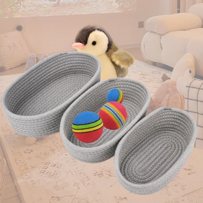 Vivi Bakie Storage Basket 3-Piece Set Cotton Rope Stackable Braided