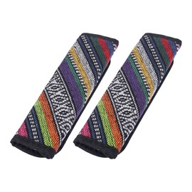 X AUTOHAUX Seat Belt Shoulder Pads Linen Car Safety Strap Cover Neck Mat for Comfortable Driving Multicolor O Pattern Universal 2pcs