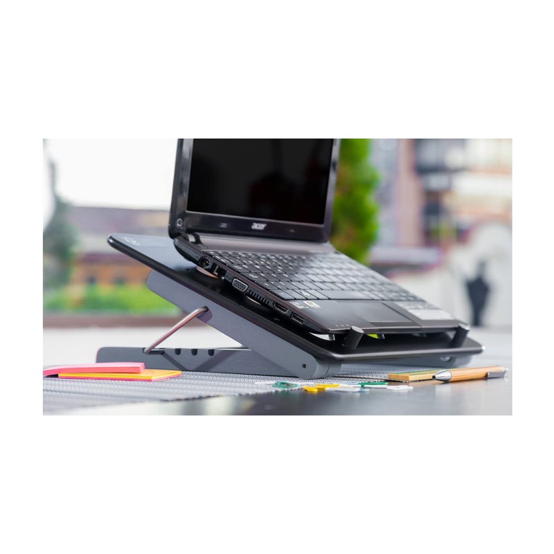 HomeRoots Black Adjustable Five Level Ergonomic Laptop Stand
