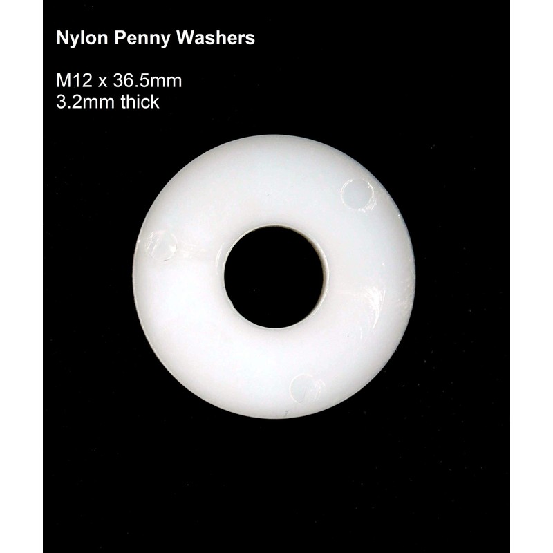 Nylon Penny Washers M12 x 37mm Outer Diameter x 3mm