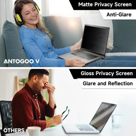 ANTOGOO V 15.6 Inch 1920x1080 Laptop Privacy Screen Filter, Anti Blue Light Glare & Anti Scratch Computer Privacy Shield for 15.6" with 16:9 Aspect Ratio Laptop