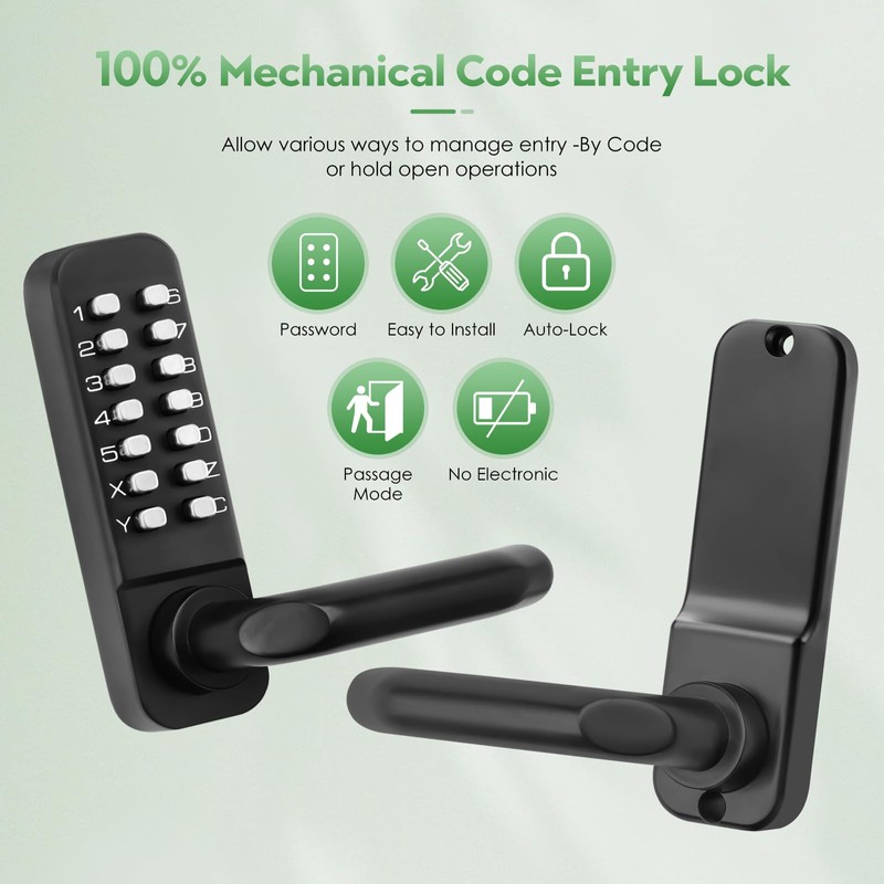 ANNFUZ Single Sided Mechanical Keypad Entry Lever Lock,Keyless Push Button