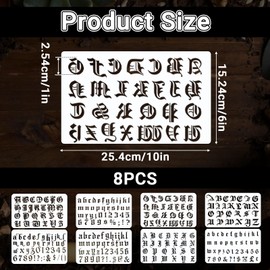 8 Pieces Letter and Number Stencils Letter Stencils Calligraphy Letter Stencils Plastic Stencils Alphabet Number Templates Number Drawing Painting Stencil for Painting Scrapbook DIY Crafts
