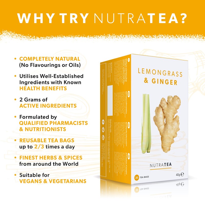 Nutra Tea - Lemongrass & Ginger Tea - 60 Tea