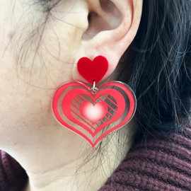 Valentine Earrings for Women Red Heart Stud Dangle Earring Cute Love Dog Paw Earrings Animal Earrings Valentine Day Accessorie Jewelry (A-Red)