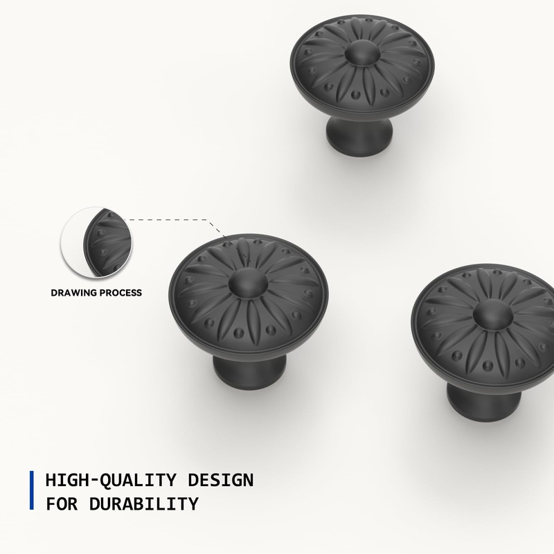 LONTAN Pack of 10 Furniture Knobs, Black Cabinet Knobs, Vintage