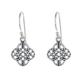 NOVICA Artisan Handmade Sterling Silver Dangle Earrings Celtic Knot from Thailand Stone [0.9 in L x 0.4 in W] ' Celtic Style'