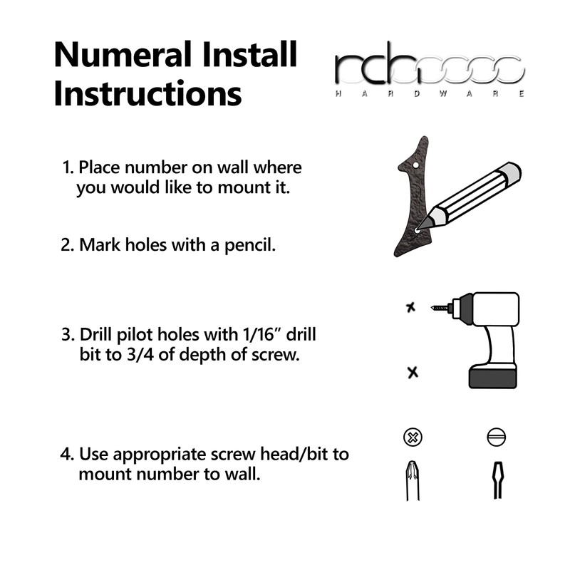 RCH Hardware 2277SC100 | Solid Brass 4" Tall House Number