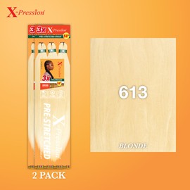 Sensationnel X-pression prestretched braiding hair - 3x braid 58 inch all kanekalon flame retardant synthetic braid for box braids and twists (2 pack, 613 BLONDE)