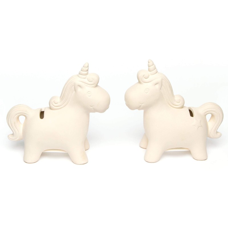 Baker Ross AG696 Unicorn Ceramic Coin Banks (Pack of 2)