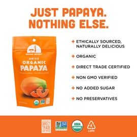 Mavuno Harvest Papaya Dried Fruit Snacks | Organic Dried Papaya Slices | Gluten Free Healthy Snacks for Kids and Adults | No Sugar Added, Vegan, Non GMO, Direct Trade | 2 Ounce, Pack of 3