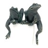 Small Bronzed Green Pair of Climbing Frogs Garden Patio Pond