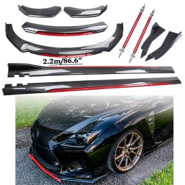 Unbranded For Lexus IS350 GS350 Front Bumper Lip Spoiler/ Body Kit+Side Skirt Carbon Fiber
