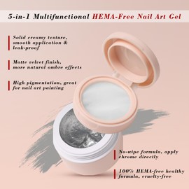 Cushion Gradient Painting Gel, Silver Ombre Nails Patting Gel Polish with 4 Big Nail Sponges, Full Coverage Precise Dip Control, UV/LED for French Manicure Aura Nails DIY Nail Art Home & Salon Use