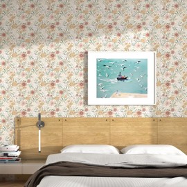 Peel and Stick Wallpaper Floral Contact Paper Boho 17.7"x197" Vintage Self-Adhesive Wallpaper Beige Removable Decorative Contact Paper for Cabinets and Drawers Bathroom Wallpapers Vinyl Roll