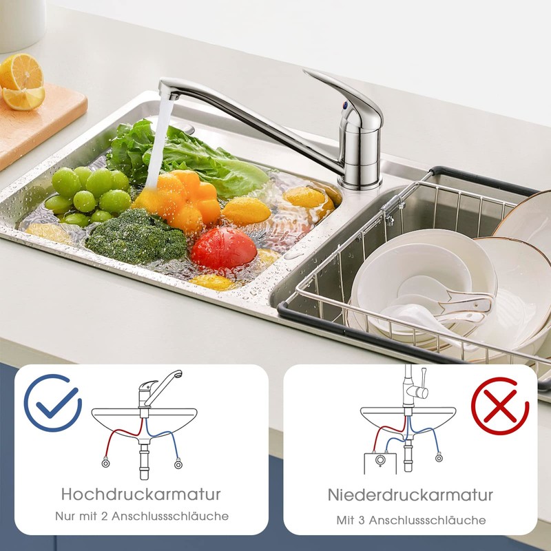 Kitchen Tap Brass 360° Rotatable Kitchen Tap High Pressure Sink
