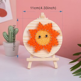 JURUOXIN 3D String Art Kit for Kids Adults Include All Necessary Accessories and Frame for Home Desk Wall Decoration Room Decal (4.33x4.33 inch, Sun)