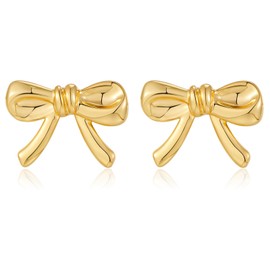 WOWORAMA Small Bow Stud Earrings for Women Cute Ribbon Bow Earrings Dainty Gold Bow Knot Stud Earrings Trendy Jewelry Gifts for Women