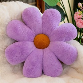 Aryan Floor Cushion Flower Cushion Cute Floor Cushion Preppy Room Decor Cushion for Bedroom Sofa Couch 38cm (Purple)