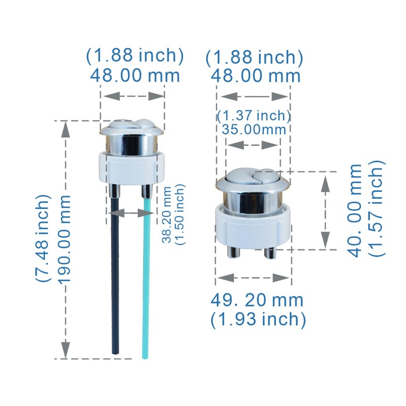 Lychee Light Dual Flush Valve & Push Button Replacement Parts