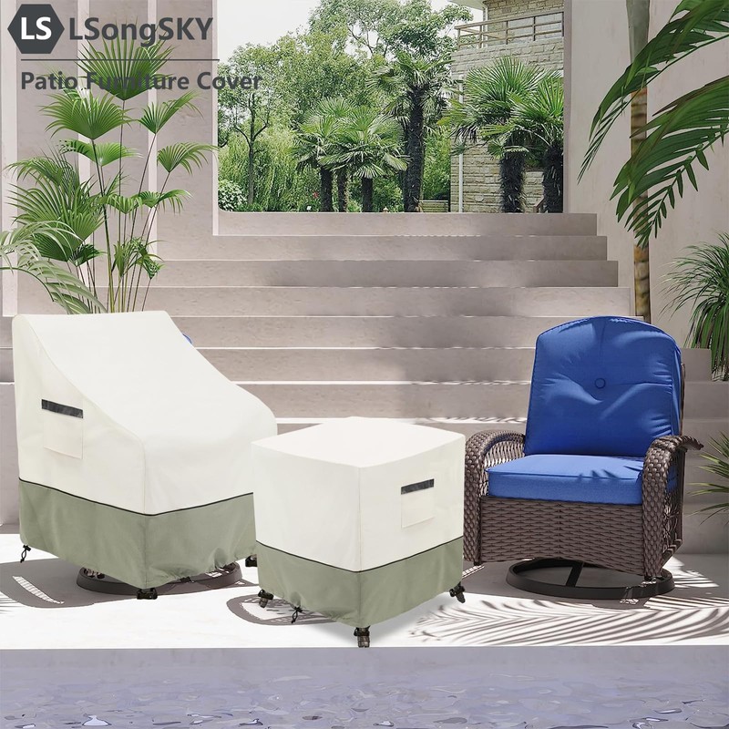 LSongSKY Patio Wicker Side Table Cover,Waterproof Square Patio Small Side