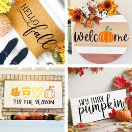 Large Fall Door Mats Stencils for Painting on Wood Hello Fall Doormat Stencils Reusable Welcome Pumpkin Stencil for Wood Doormat DIY Crafts (fall10)