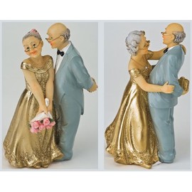 CLUB GREEN Resin 50TH WED.Anniversary TOP 2A.H12CM, POLYRESIN, Mix, 15.4 x 6.05 x 15.4 cm