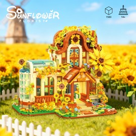 Sunflower House Building Blocks for Adult - Double-decker Flower House Building Set Van ggh Art Collection, Ideal Architecture Blocks Bricks Kit Home Decor & Office Décor Gift for Valentines (1583PCS)