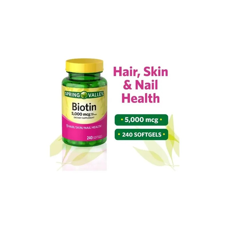 Biotina 5,000mcg 240 Caps Cabello Uñas Piel Biotin Spring Va
