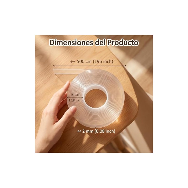 2 Piezas Nano Cinta Adhesiva Doble Cara, Nano Cinta Transparente