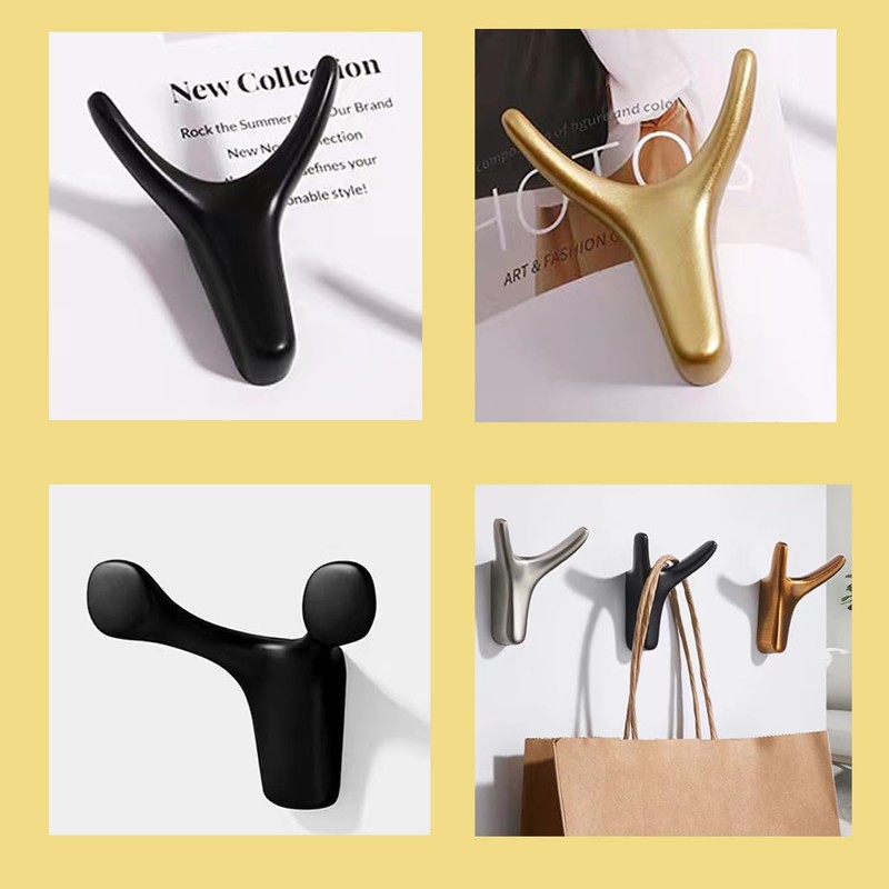 Tread star Pack of 5 Coat Hooks, Double Wall Hooks,